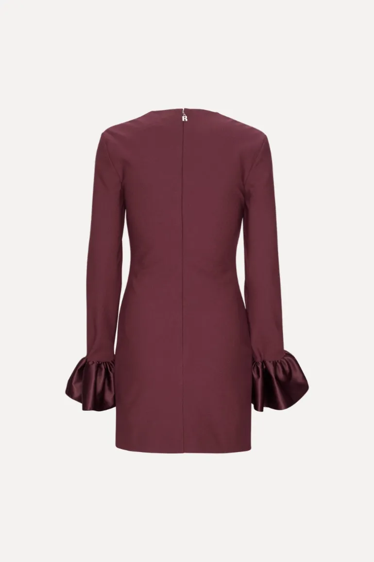 Frill Sleeved Mini Dress Burgundy