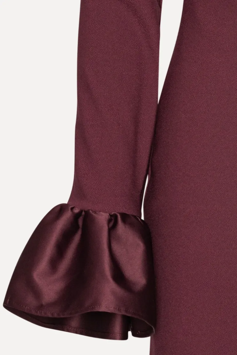 Frill Sleeved Mini Dress Burgundy