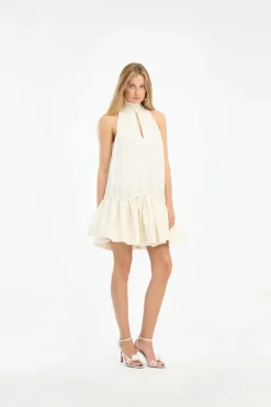 Gathered Mini Dress White