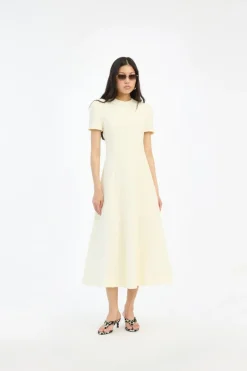 Jacquard Flared Dress Yellow