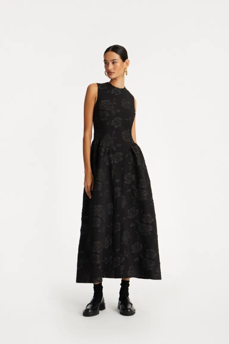 Jacquard Midi Dress Black