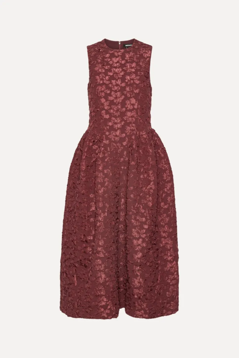 Jacquard Midi Dress Burgundy