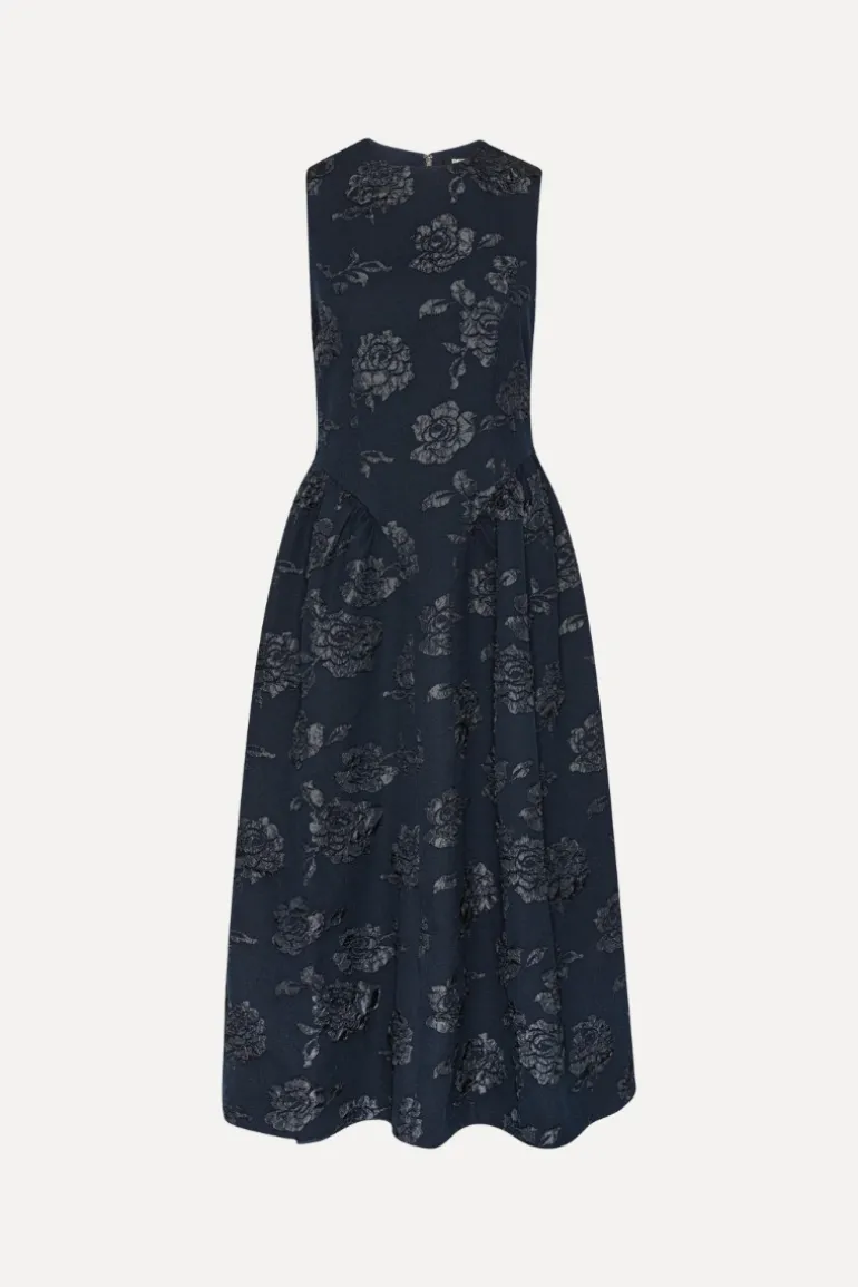 Jacquard Midi Dress Dark Blue