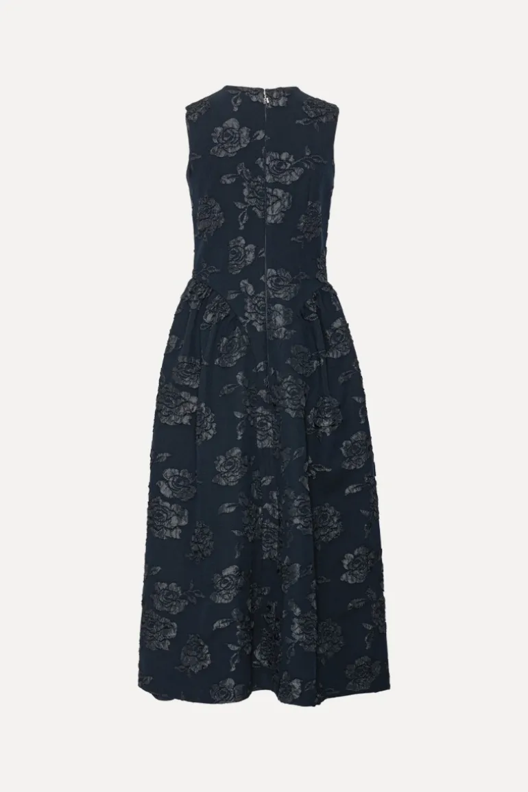 Jacquard Midi Dress Dark Blue