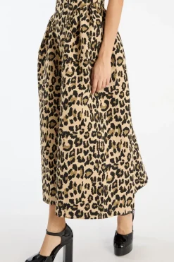 Jacquard Midi Dress Leopard Print
