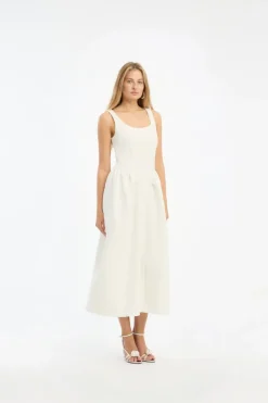 Jacquard Midi Dress White