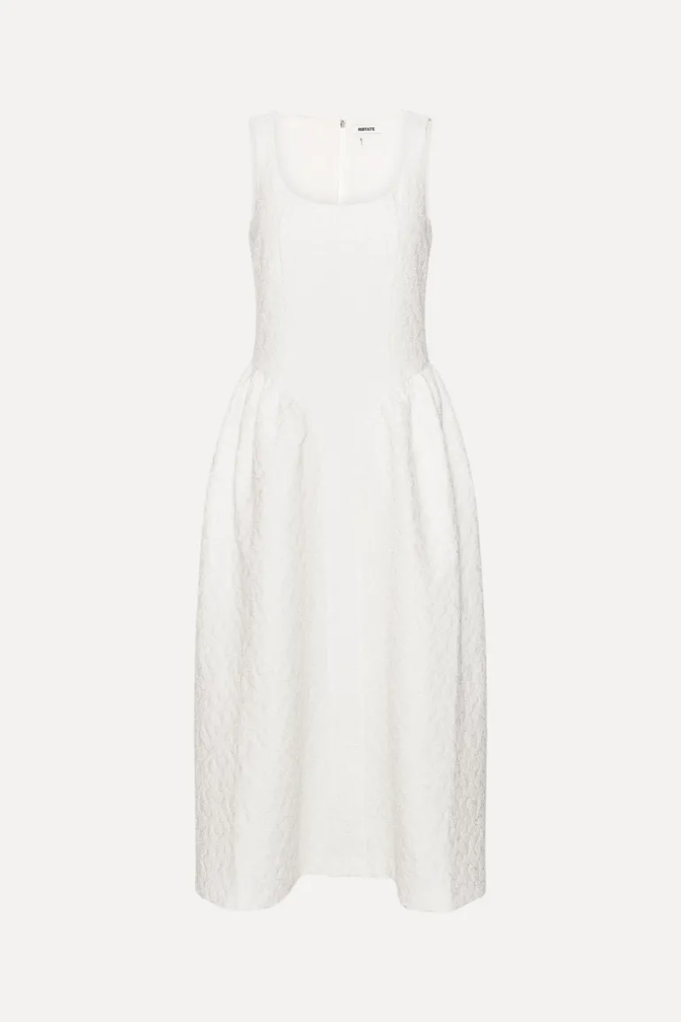 Jacquard Midi Dress White