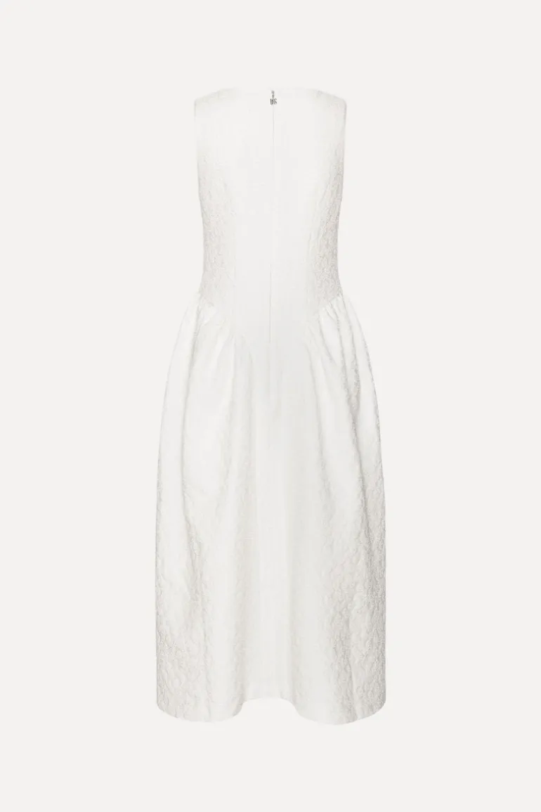 Jacquard Midi Dress White