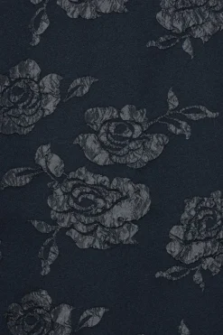 Jacquard Midi Puff Dress Dark Blue