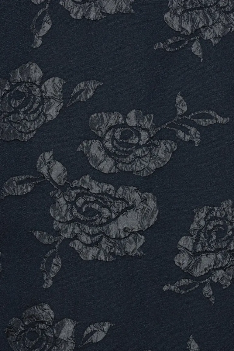 Jacquard Midi Puff Dress Dark Blue