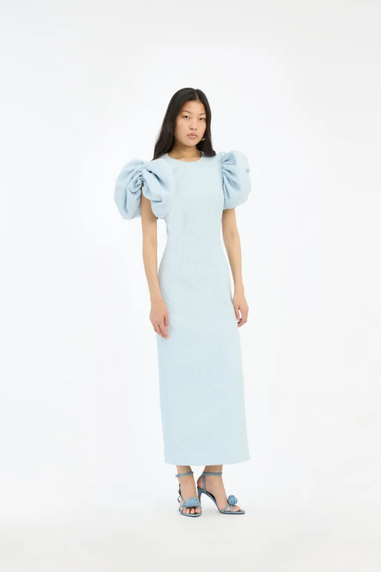 Jacquard Midi Puffy Dress Light Blue