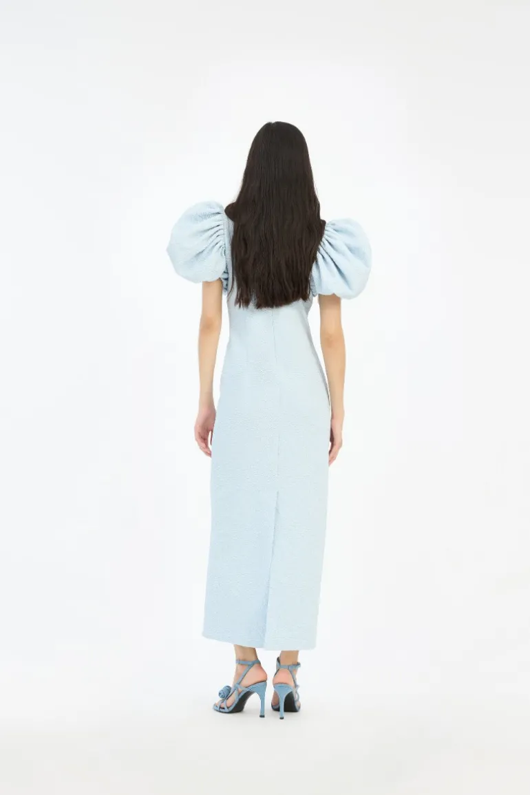Jacquard Midi Puffy Dress Light Blue