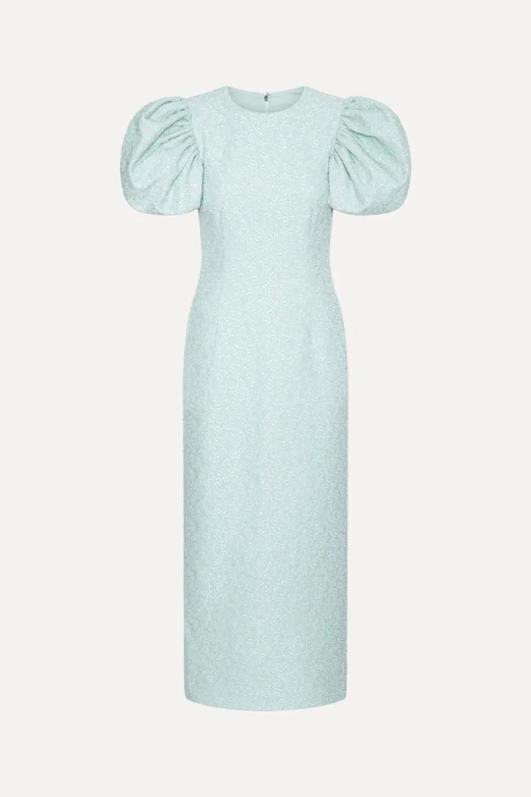 Jacquard Midi Puffy Dress Light Blue