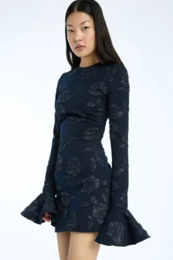 Jacquard Mini Dress Dark Blue