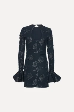 Jacquard Mini Dress Dark Blue