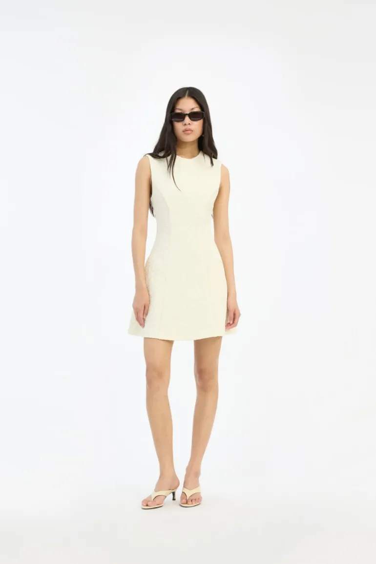 Jacquard Mini Dress Yellow