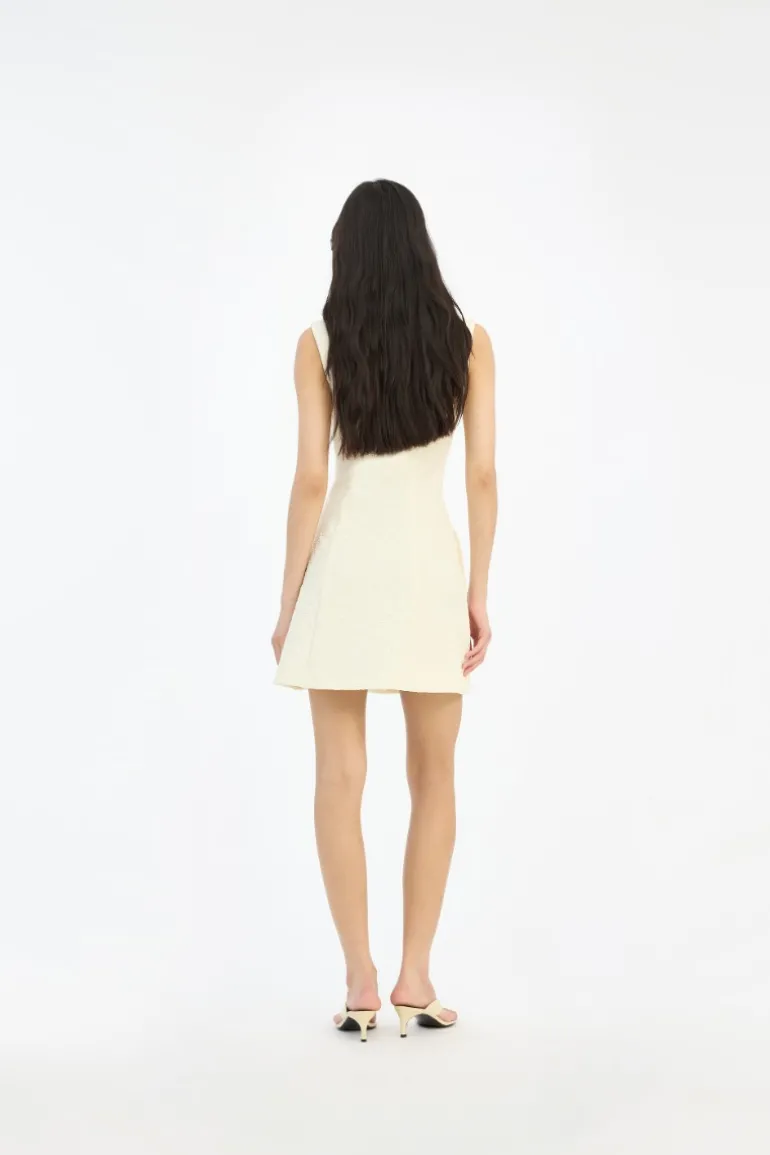 Jacquard Mini Dress Yellow