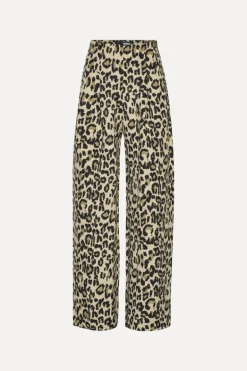 Jacquard Wide Leg Jeans Leopard Print