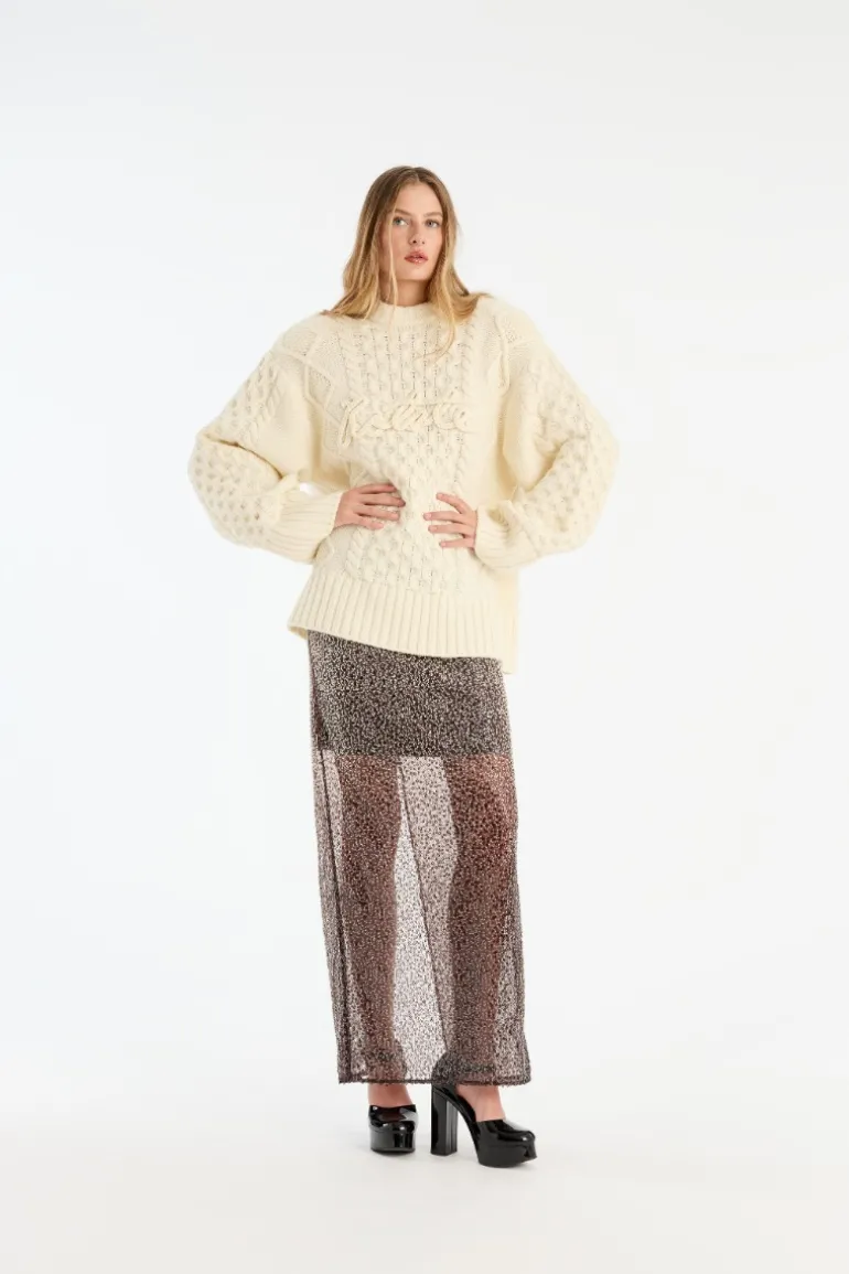 Knit Cable Crewneck White