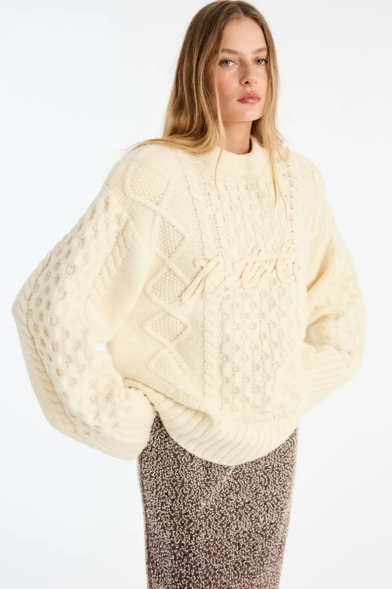 Knit Cable Crewneck White