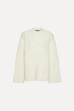 Knit Cable Crewneck White