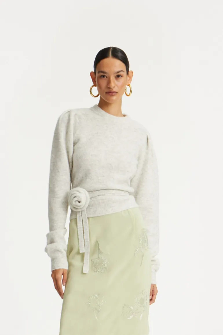 Knit Puff Crewneck Light Grey