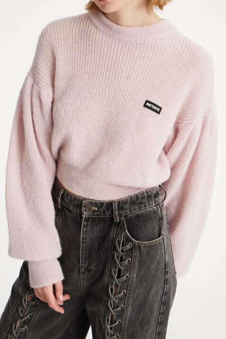 Knit Puff Crewneck Pink