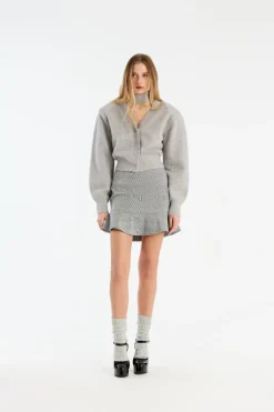 Knit Scarf Cardigan Light Grey