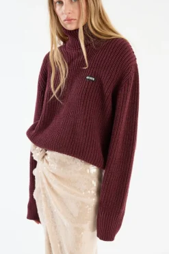 Knit Turtleneck Jumper Burgundy