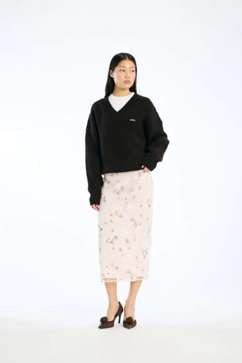 Knit V-neck Jumper Dark Brown