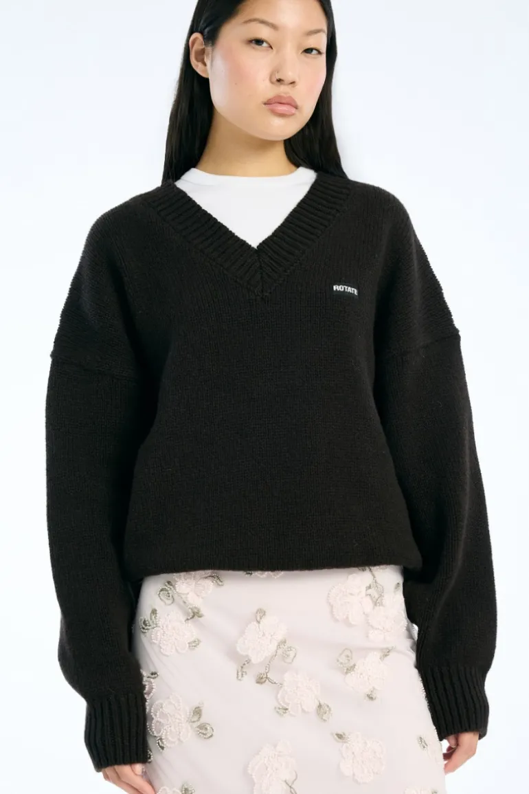 Knit V-neck Jumper Dark Brown