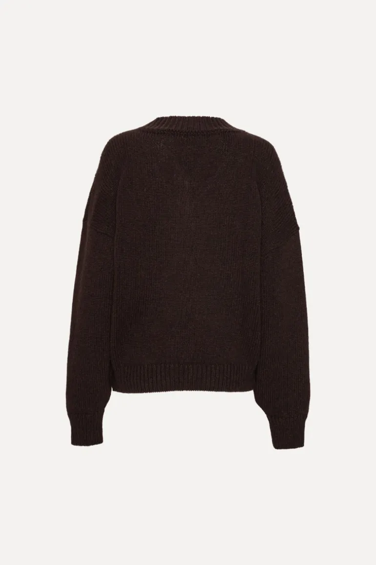 Knit V-neck Jumper Dark Brown