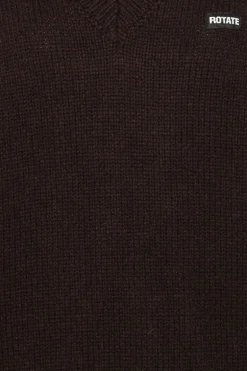 Knit V-neck Jumper Dark Brown