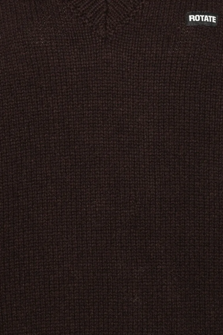 Knit V-neck Jumper Dark Brown