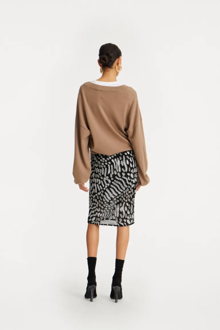Knit V-neck Sweater Brown
