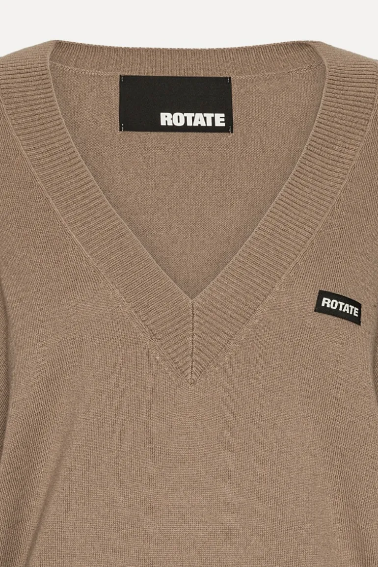 Knit V-neck Sweater Brown