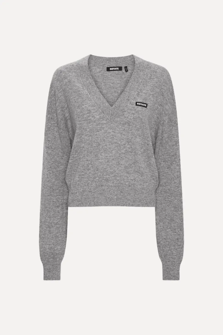 Knit V-neck Sweater Grey