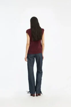 Knit V-neck Vest Burgundy