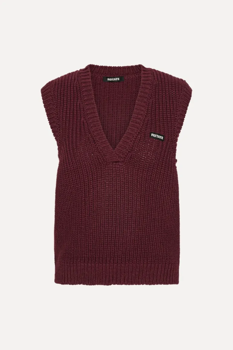 Knit V-neck Vest Burgundy