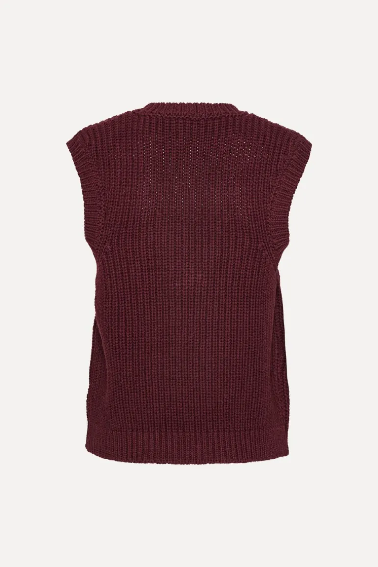 Knit V-neck Vest Burgundy