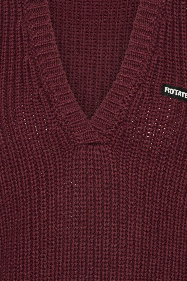Knit V-neck Vest Burgundy