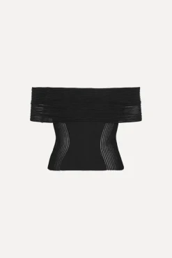 Knitted Off-shoulder Top Black