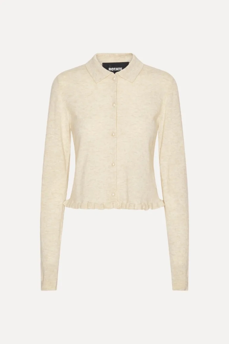 Knitted Polo Cardigan Cream