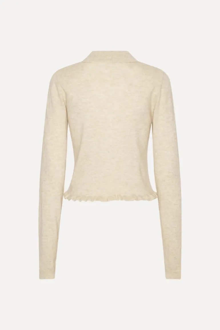 Knitted Polo Cardigan Cream