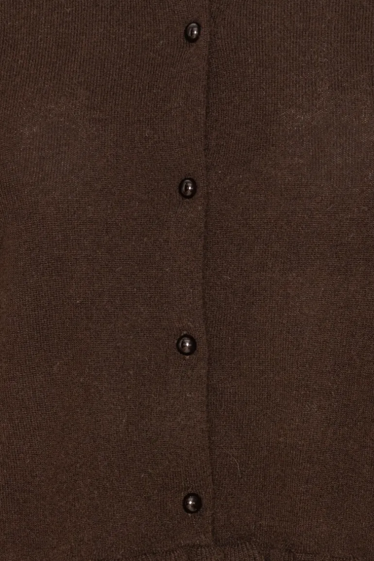Knitted Polo Cardigan Dark Brown