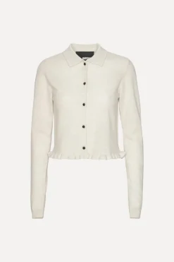 Knitted Polo Cardigan Light Grey