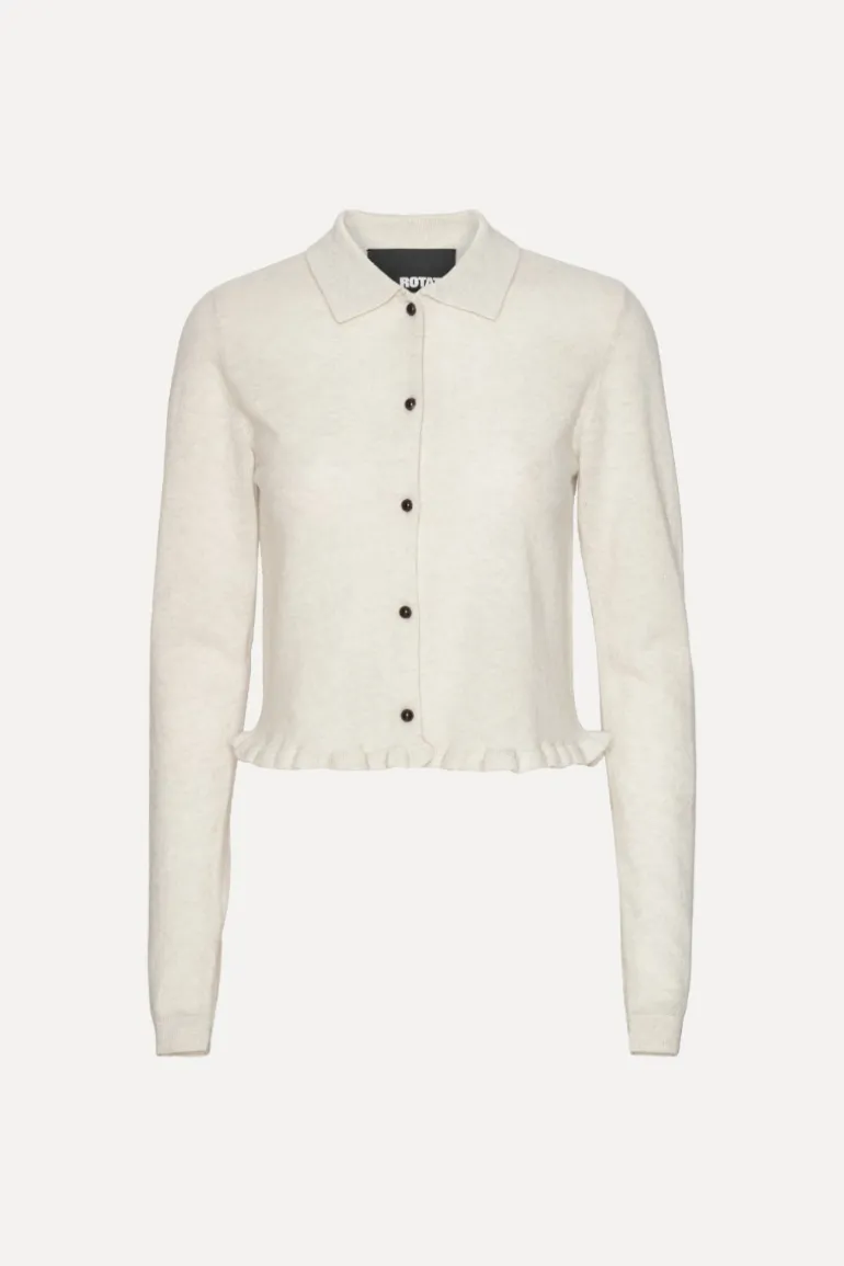 Knitted Polo Cardigan Light Grey