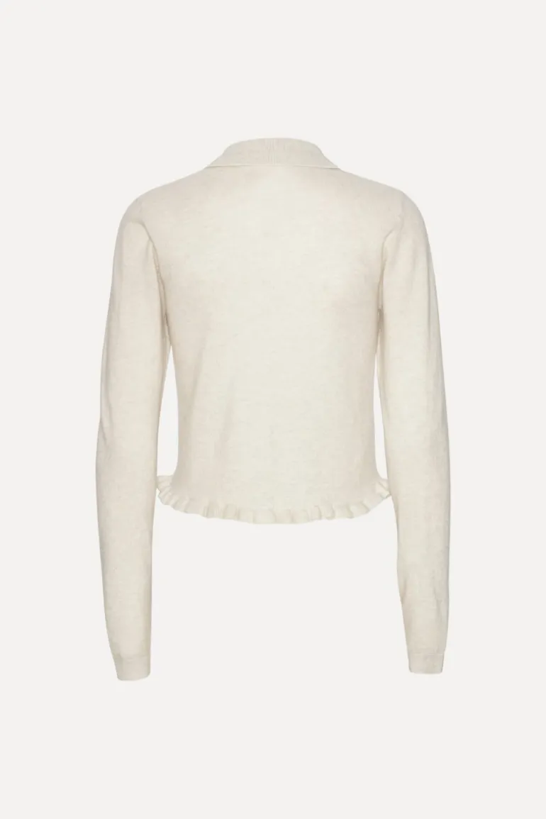 Knitted Polo Cardigan Light Grey