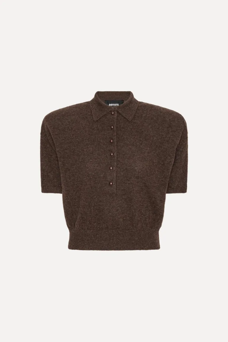 Knitted Polo Dark Brown