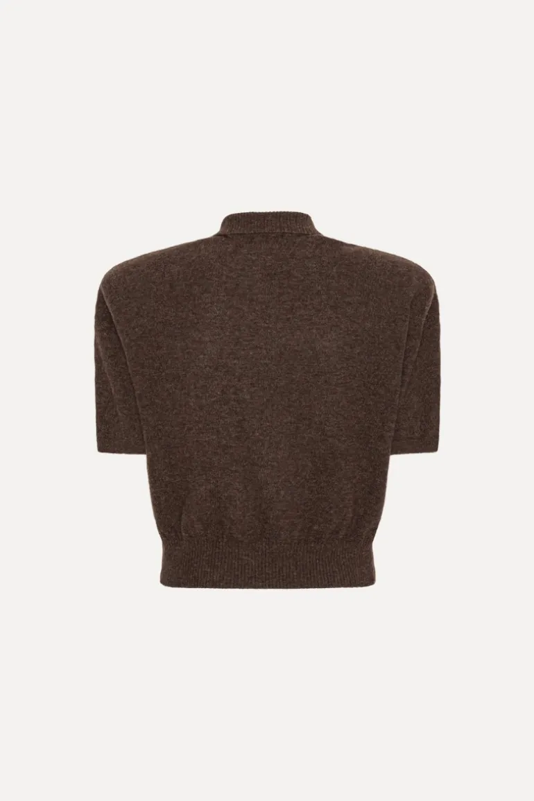 Knitted Polo Dark Brown
